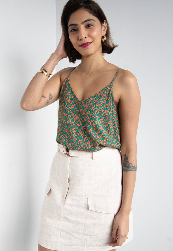 Vine and Branches Bea Rayon Camisole - Brown Green