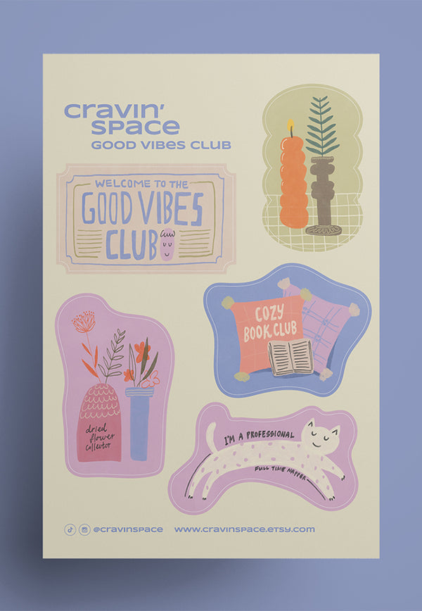 Cravin' Space Good Vibes Club Sticker Sheet