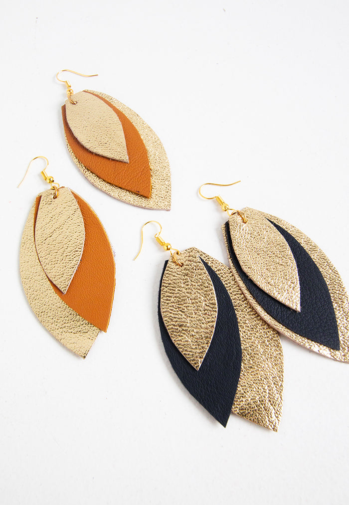Just Gaya's Duo-Tone Triple Petal Hook Earrings
