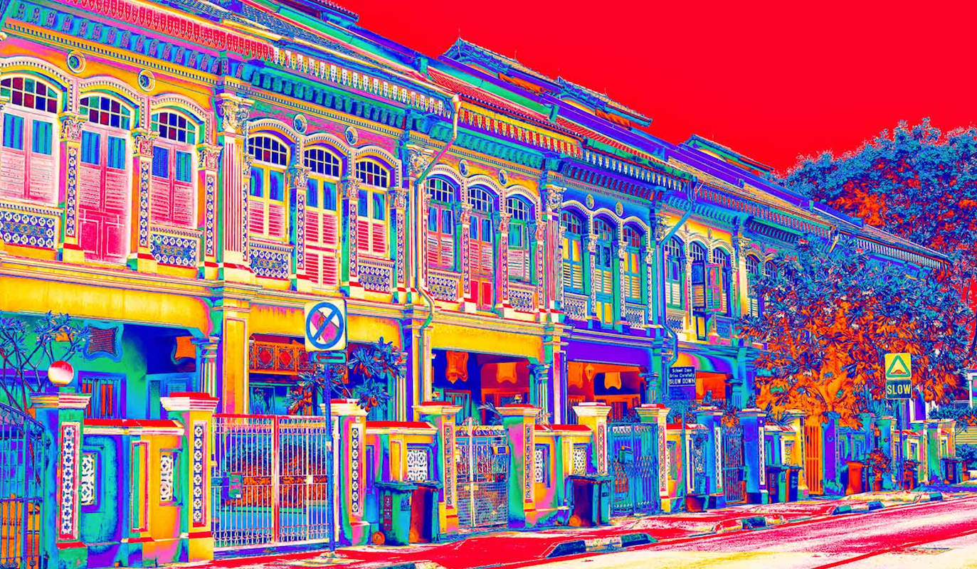 Singapore artworks: Linda Preece Joo Chiat shophouses at The Wyld Shop
