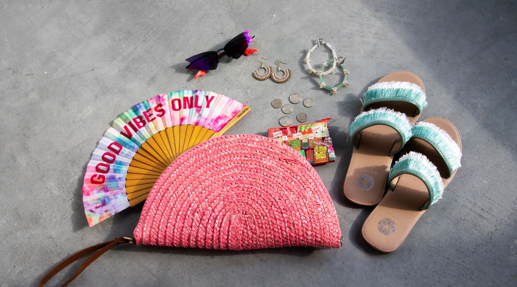 accessories online singapore: clutch, fan, sandals, jewellery and sunglasses at The WYLD Shop 