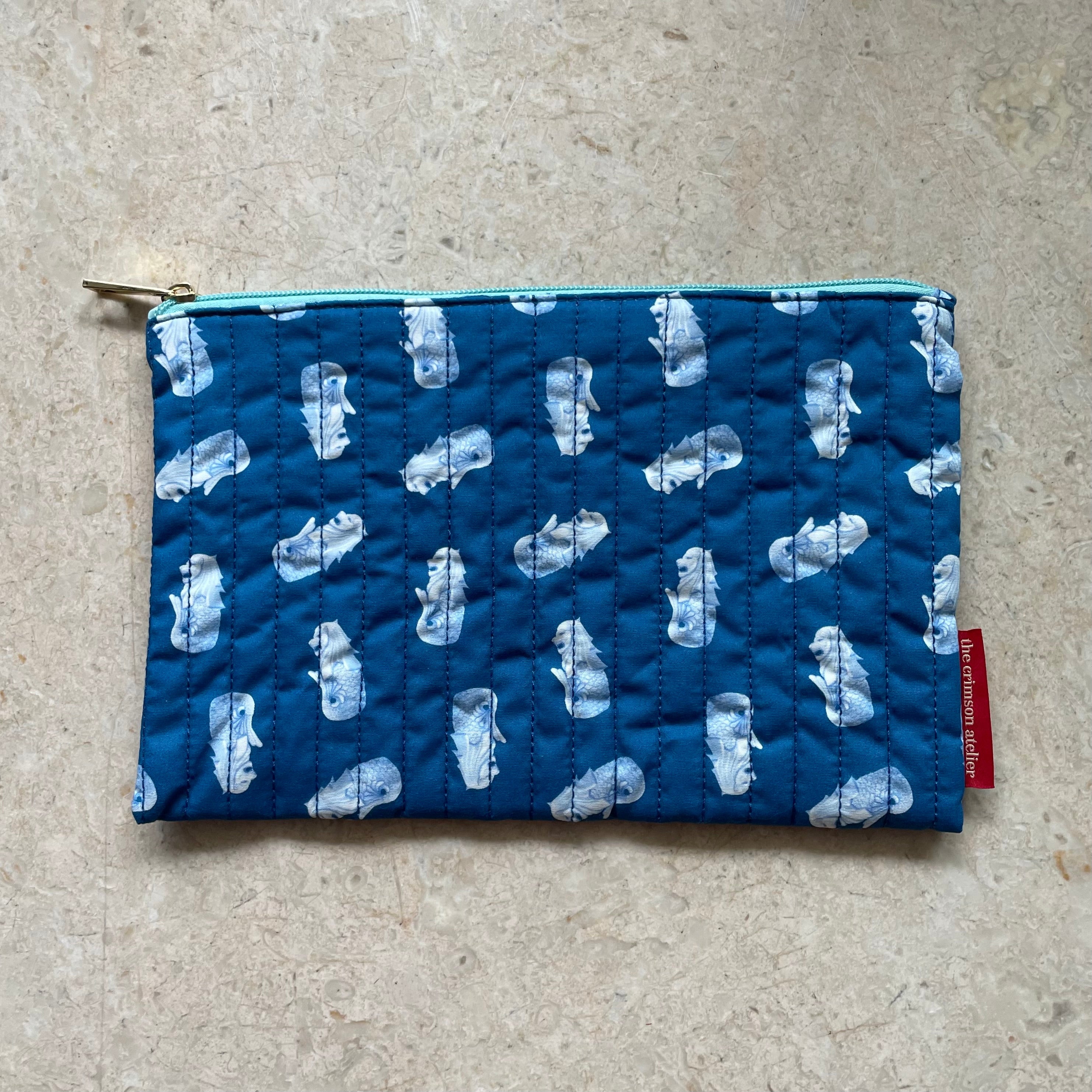 The Crimson Atelier Merlion Quilt Pouch -  Navy