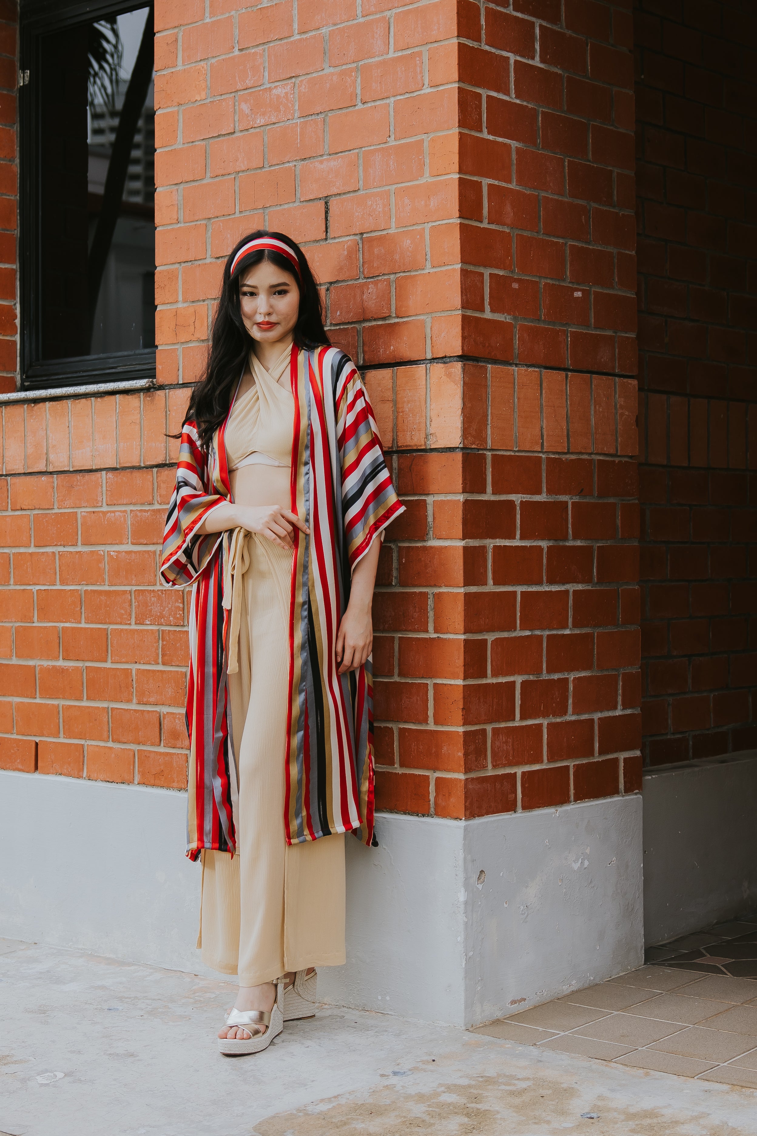 Raja Rani La Vacanza Kimono - Stripes Red Medley