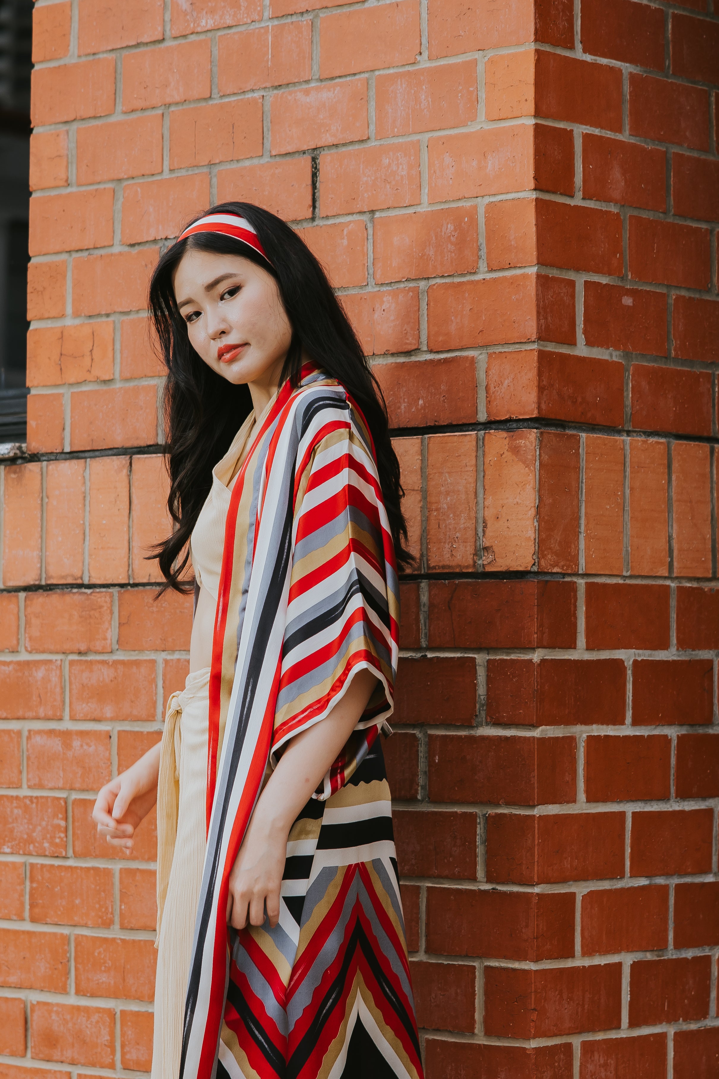 Raja Rani La Vacanza Kimono - Stripes Red Medley