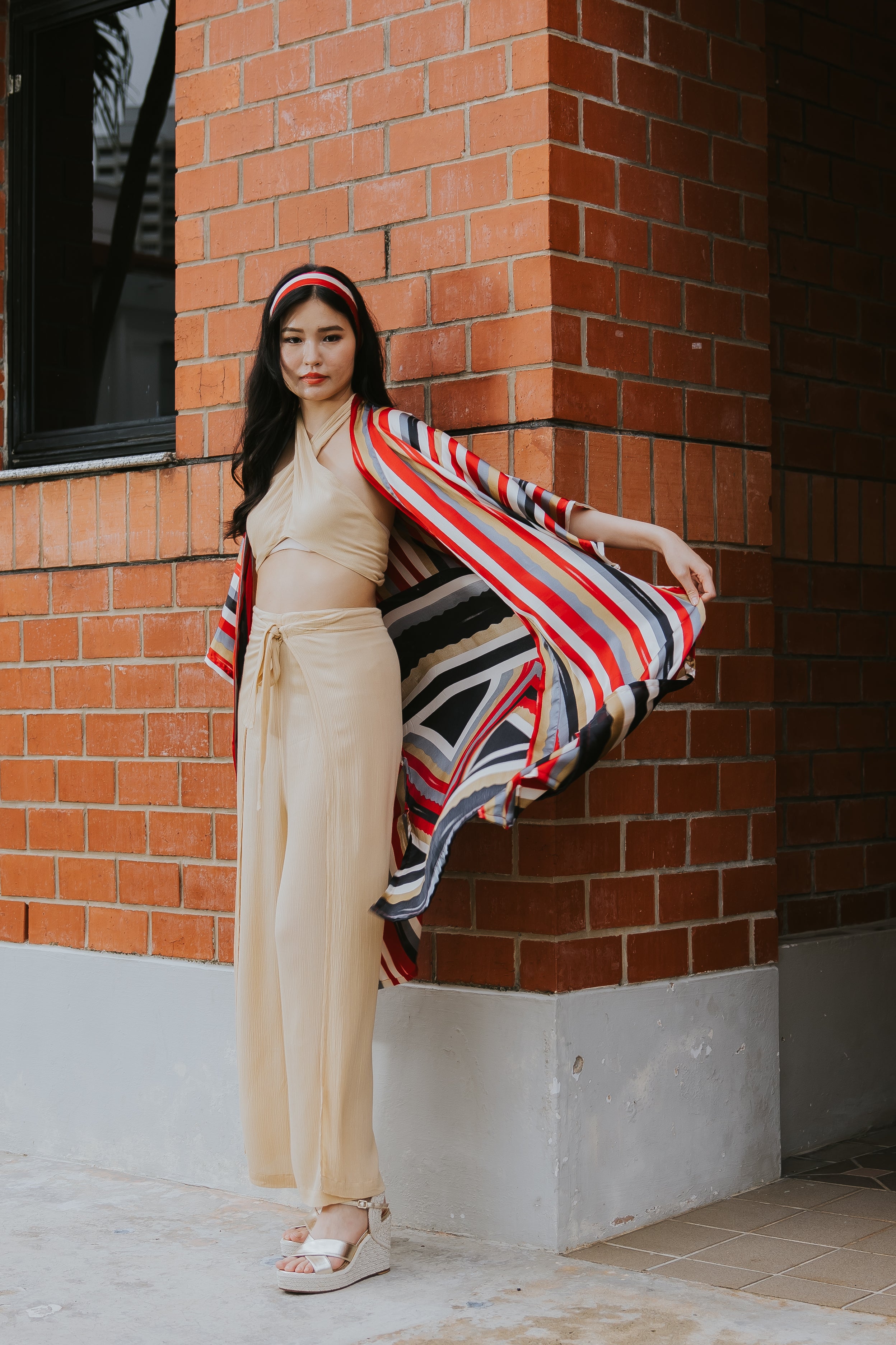 Raja Rani La Vacanza Kimono - Stripes Red Medley