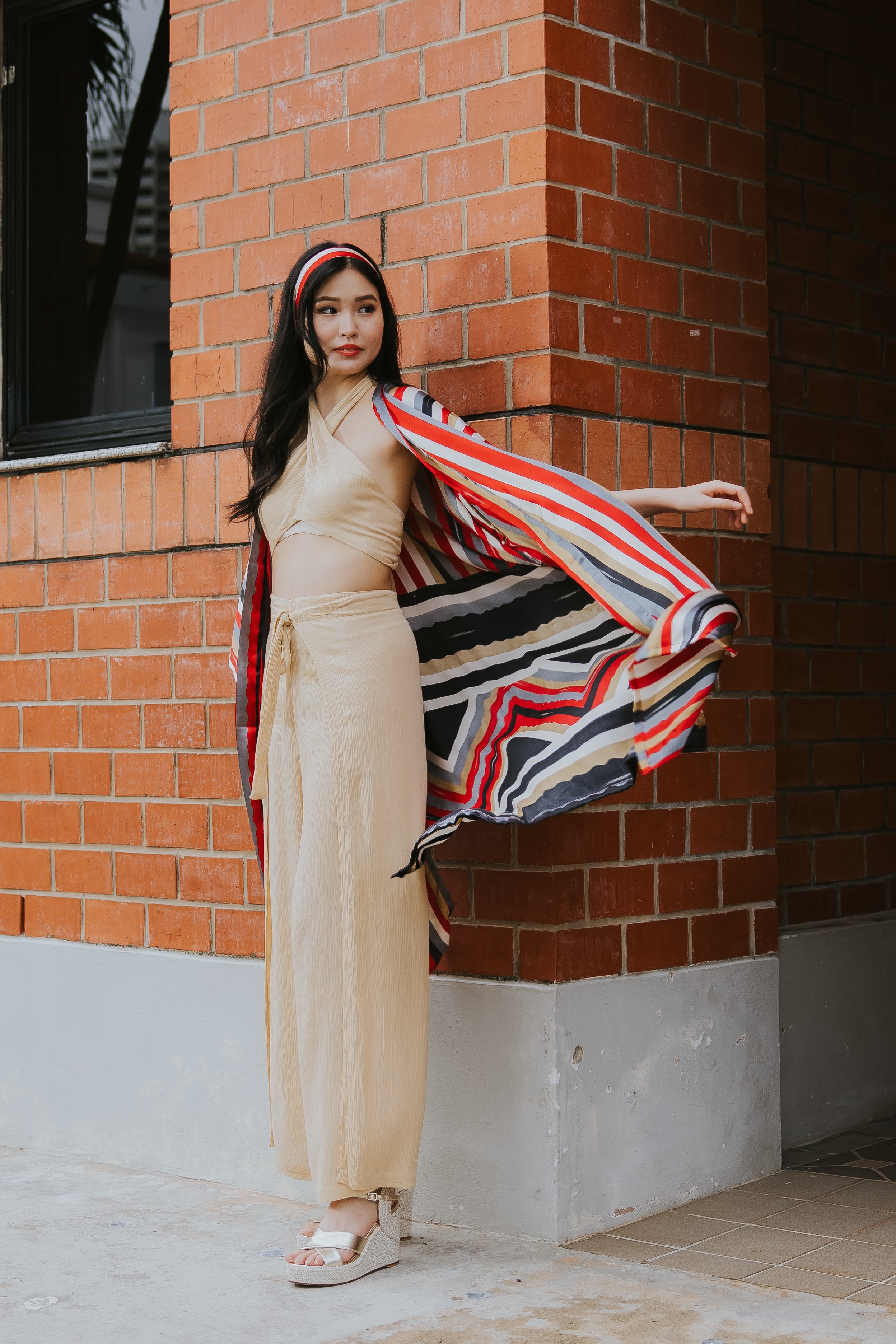 Raja Rani La Vacanza Kimono - Stripes Red Medley