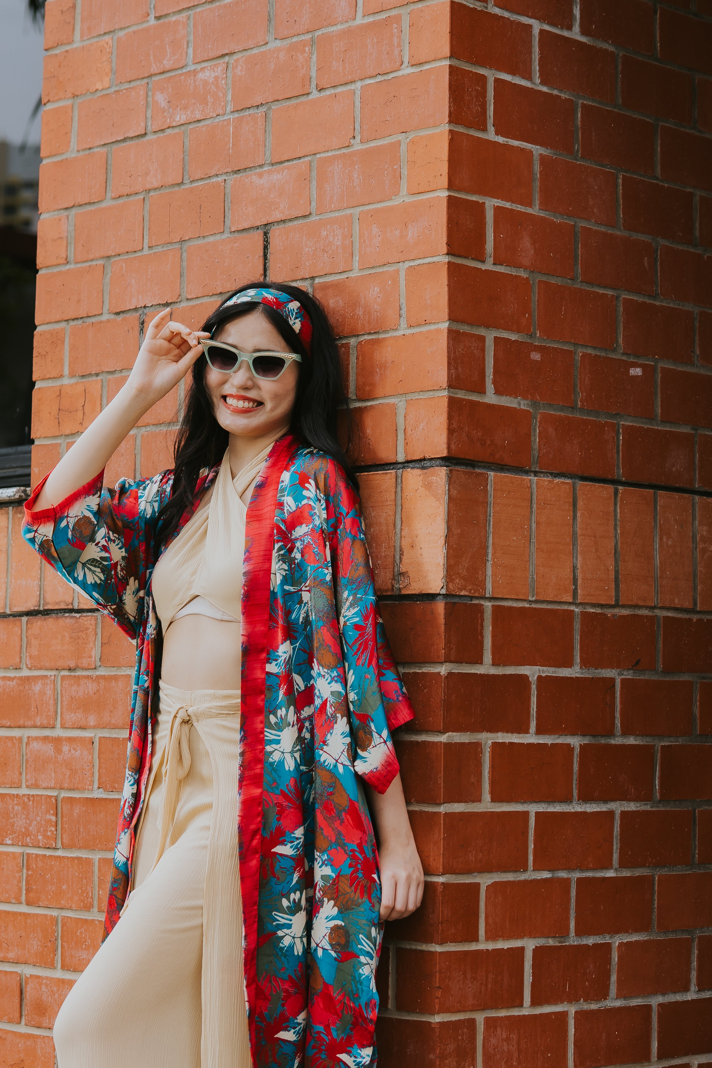 Raja Rani La Vacanza Kimono - Orange Green Bloom