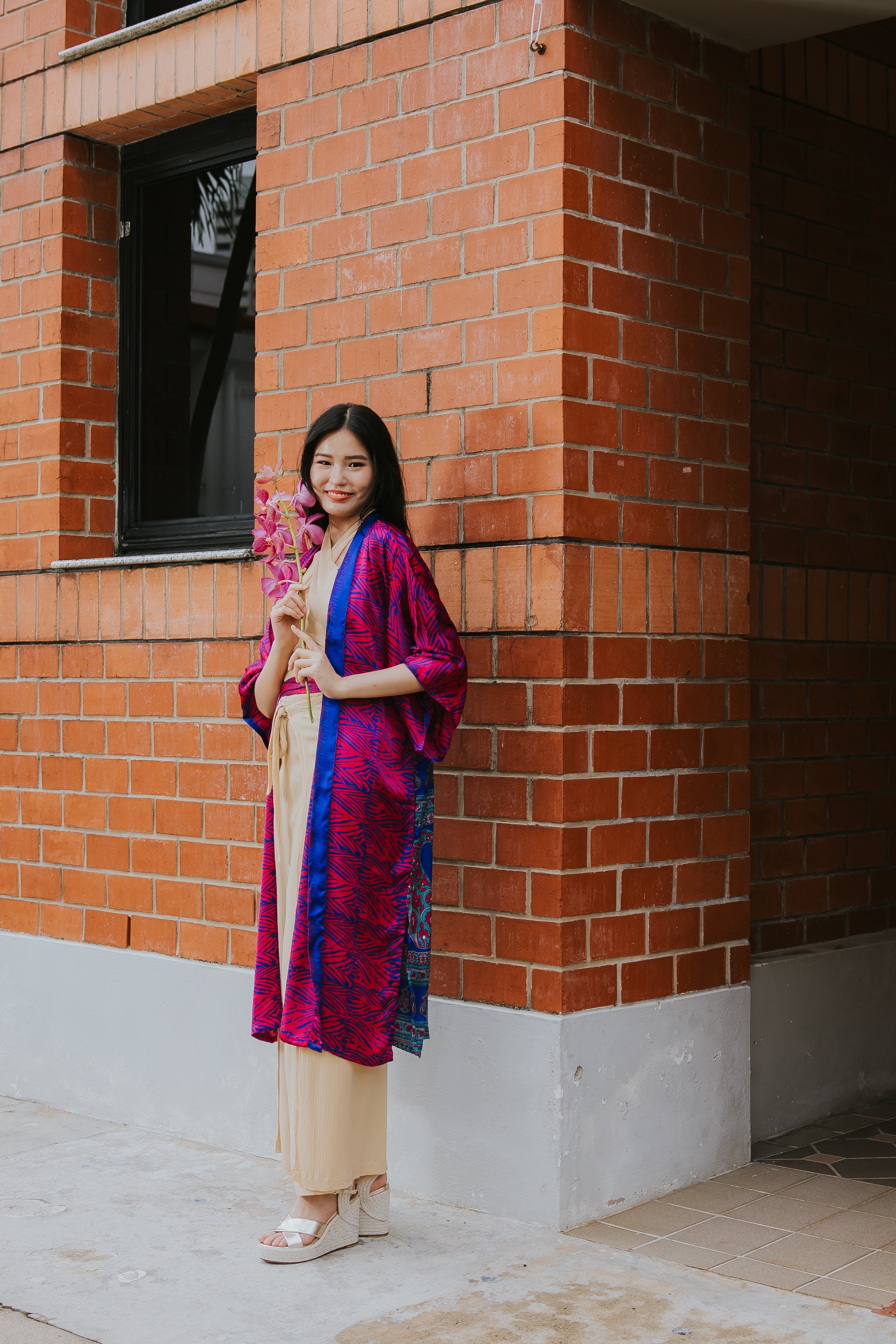 Raja Rani La Vacanza Kimono - Hot Pink Peacock Jungle