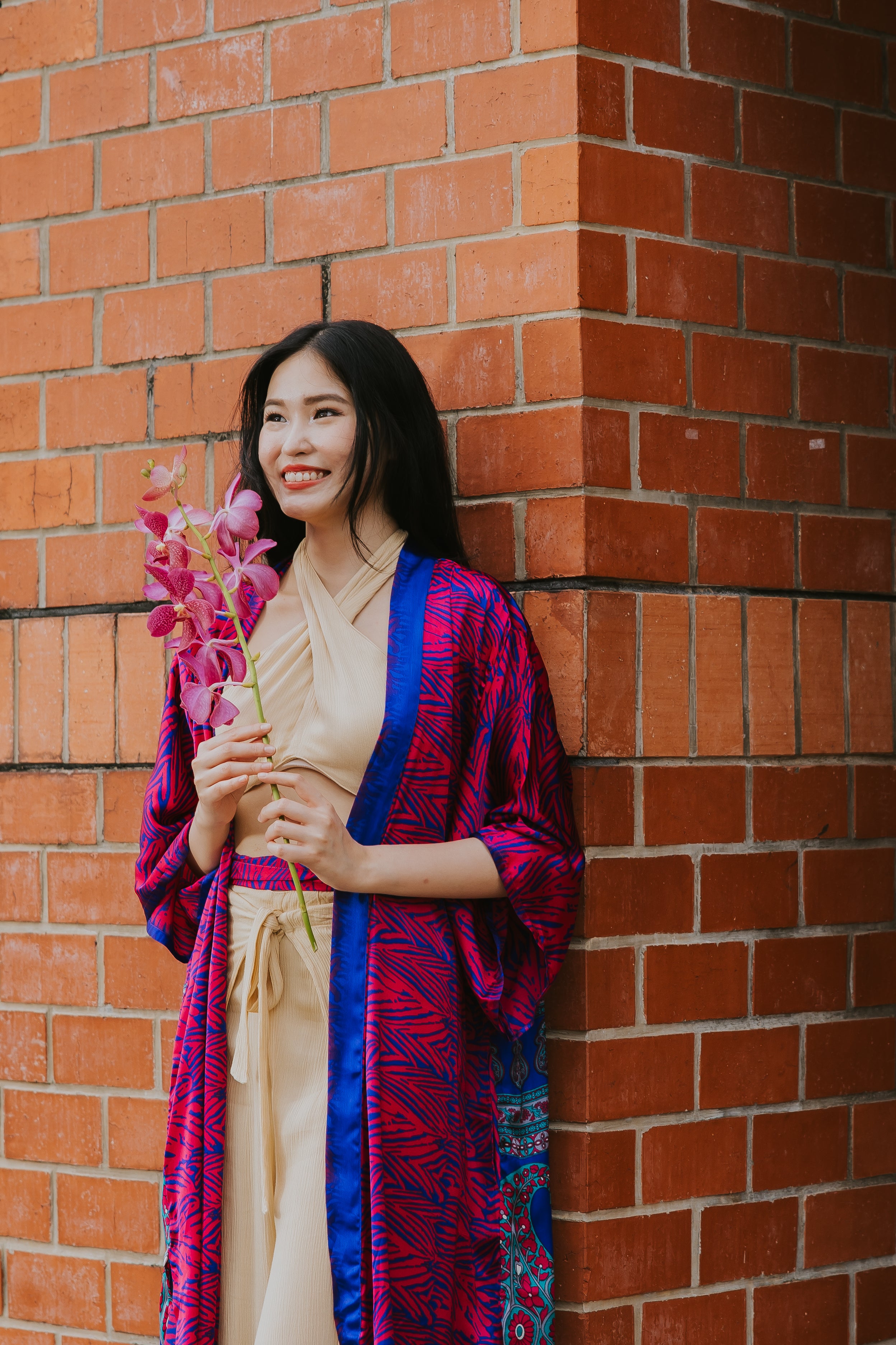 Raja Rani La Vacanza Kimono - Hot Pink Peacock Jungle