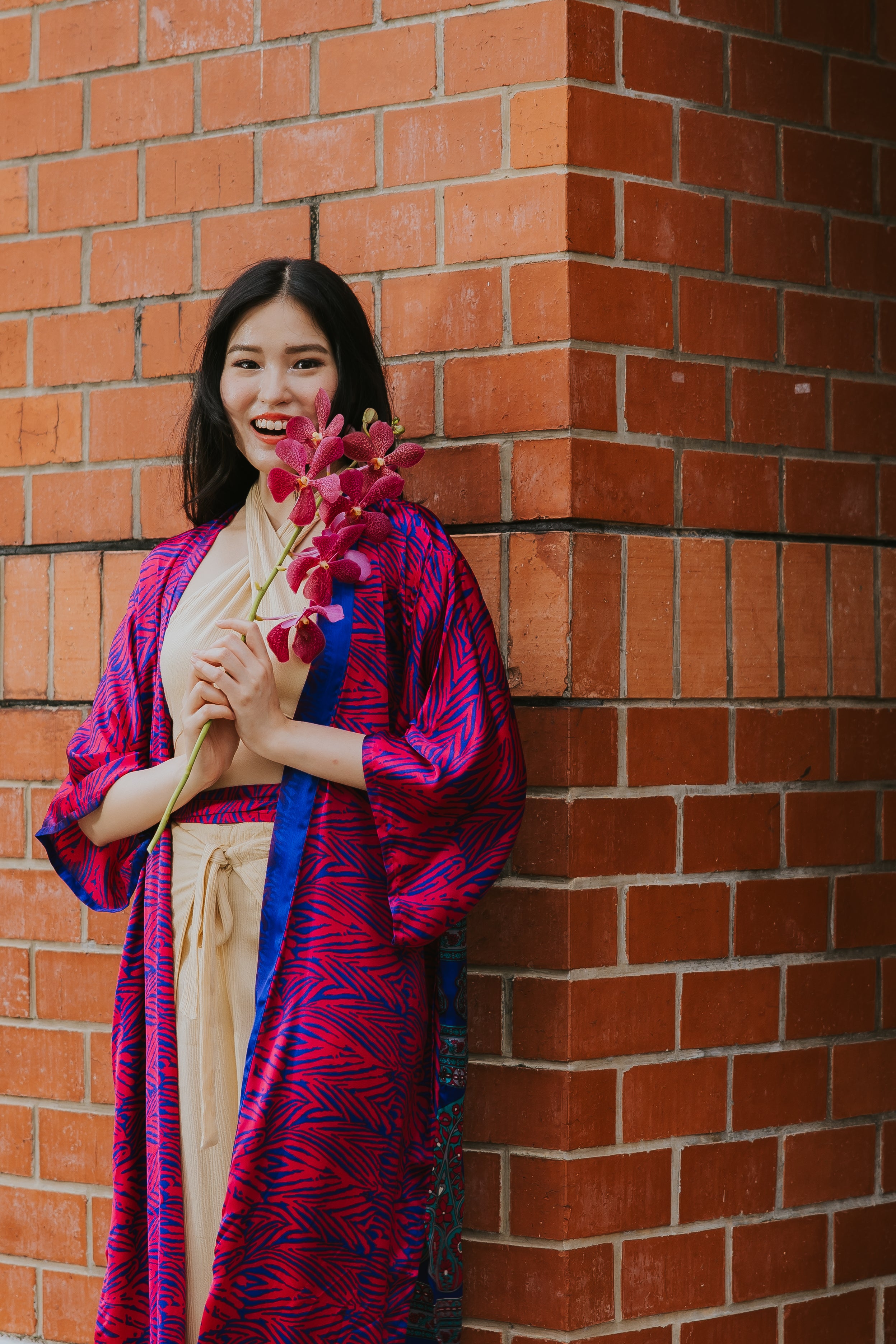 Raja Rani La Vacanza Kimono - Hot Pink Peacock Jungle