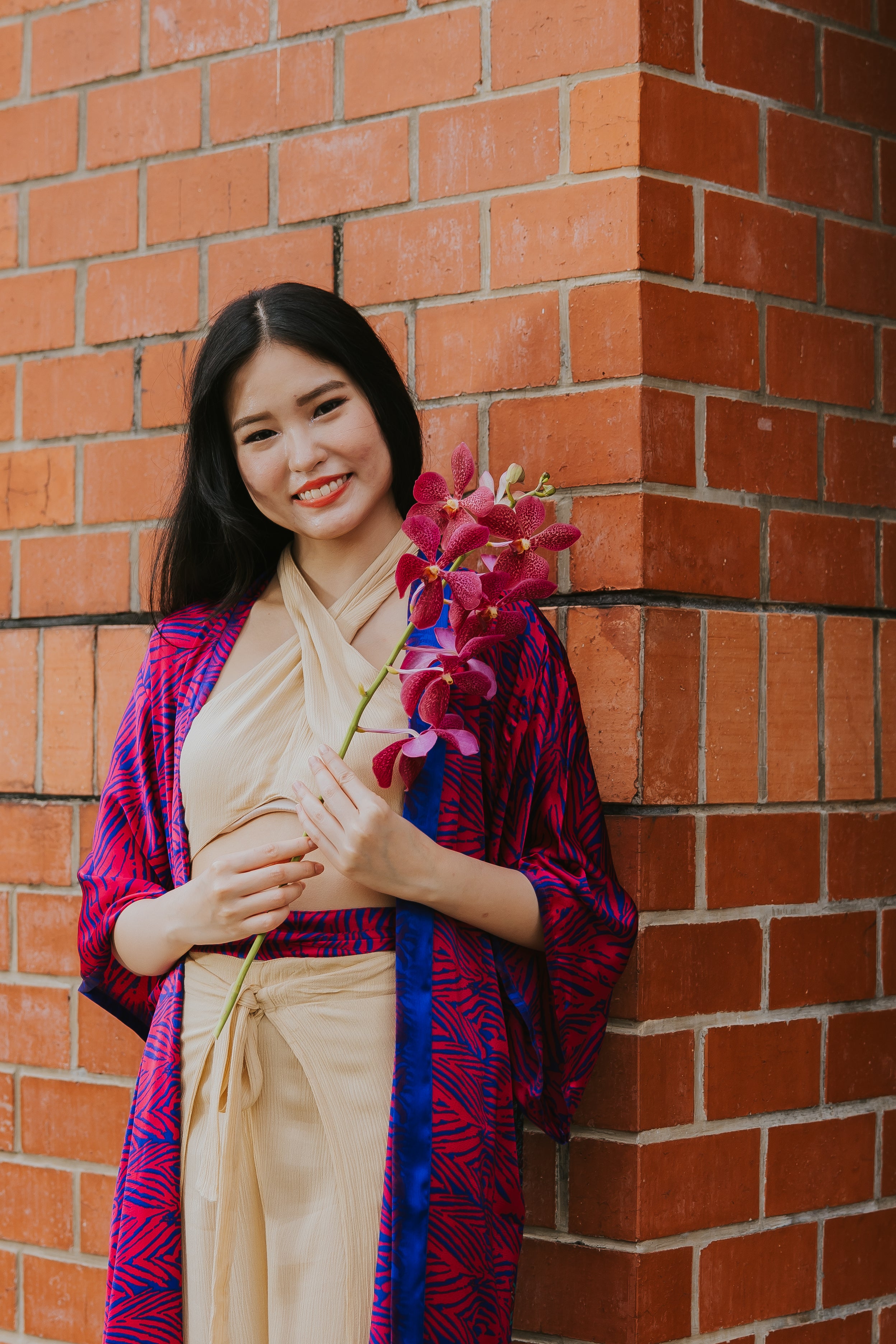 Raja Rani La Vacanza Kimono - Hot Pink Peacock Jungle