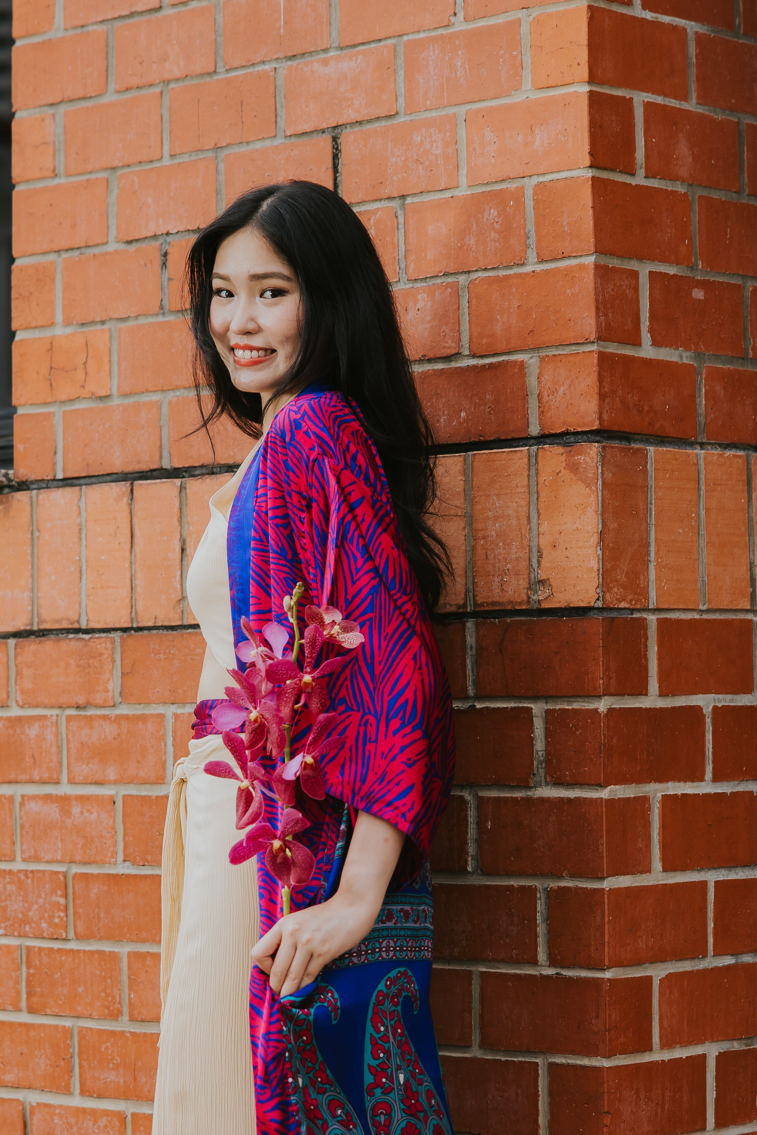 Raja Rani La Vacanza Kimono - Hot Pink Peacock Jungle