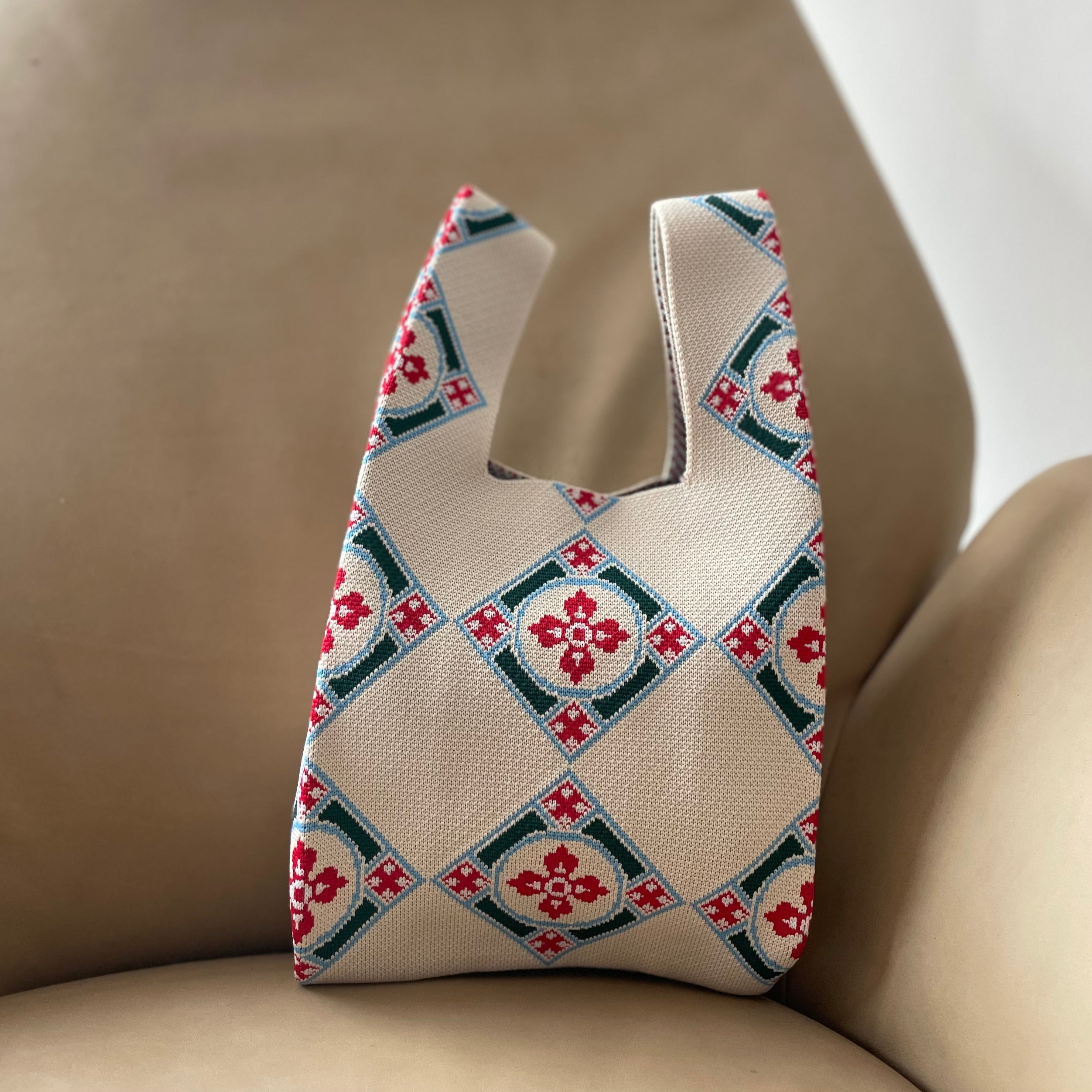 The Crimson Atelier Knit Bag - Peranakan Diamond