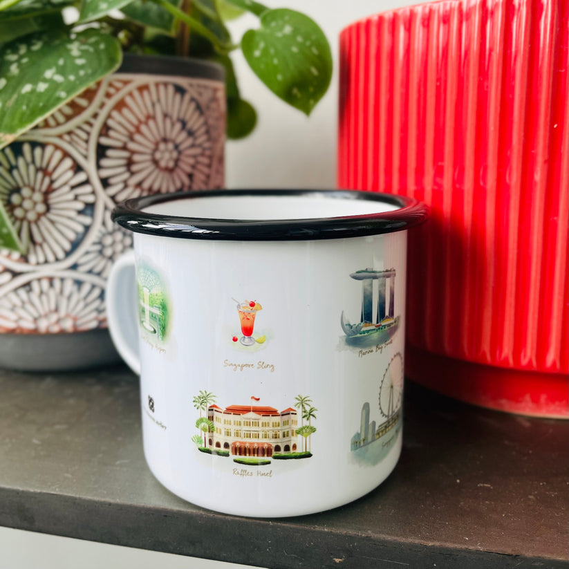 The Crimson Atelier Enamel Mug - Singapore Icons