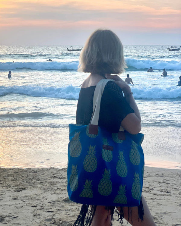 Palms & Pineapples Pineapple Tote Bag - Blue