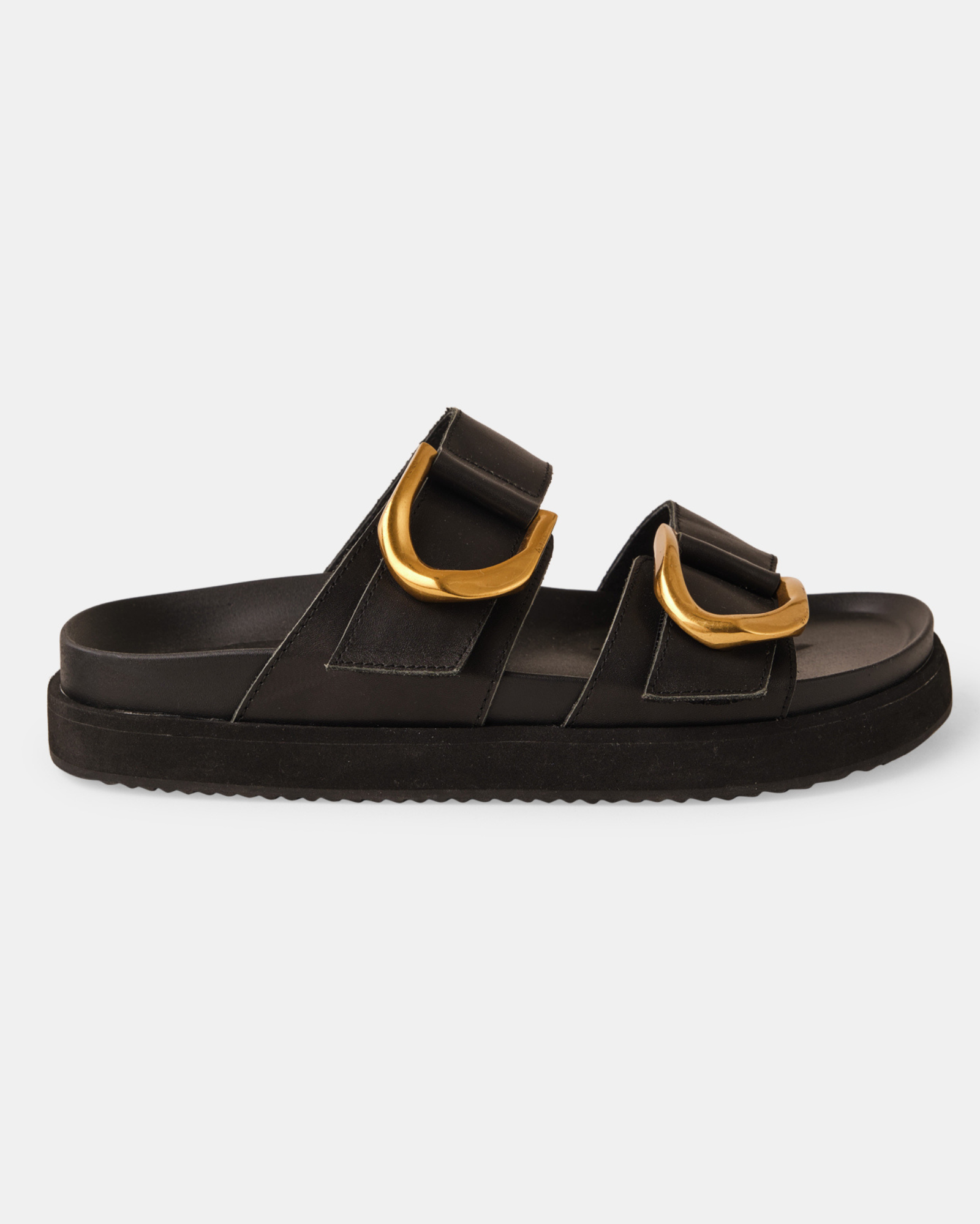 Walnut Melbourne Mint Leather Slide - Black