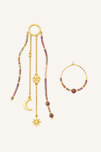 Image 20: Pantala Mirissa Asymmetric Earrings with star and moon details