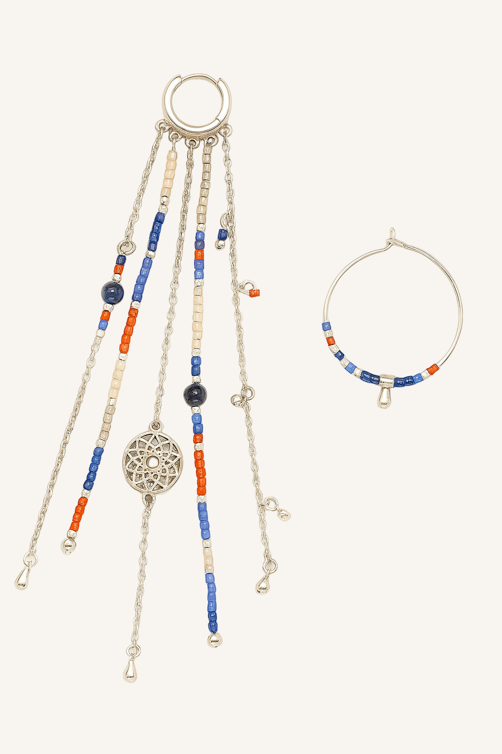 Pantala Laoi Silver Asymmetric Earrings with celtic detail