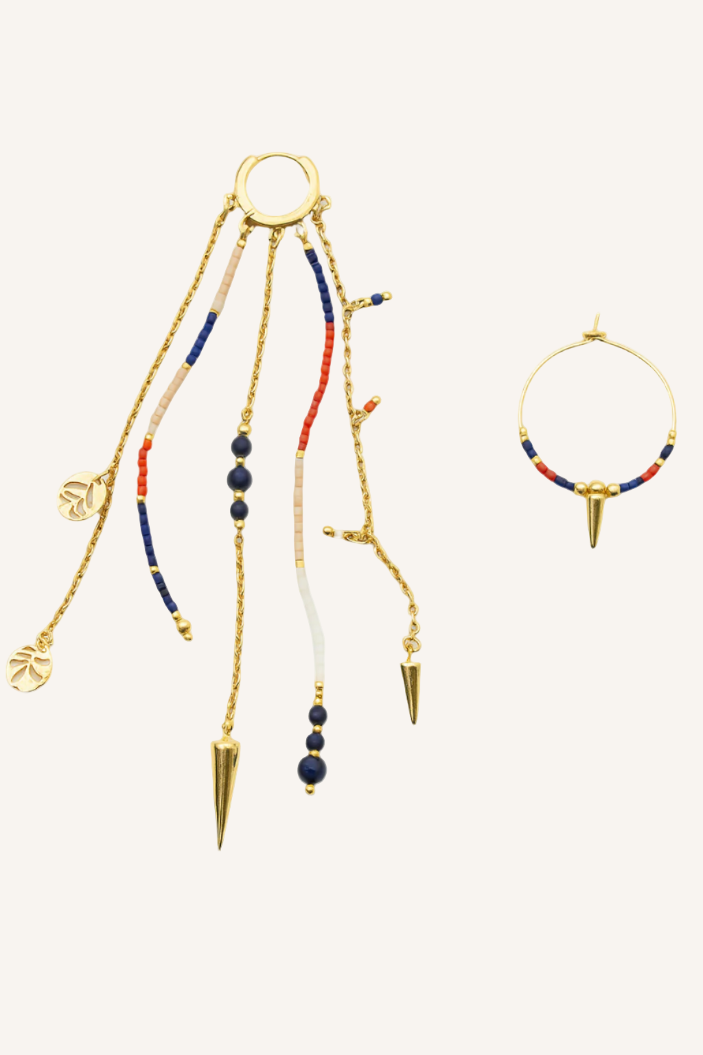 Pantala Ayuni Asymmetrical Earrings - Navy Gold
