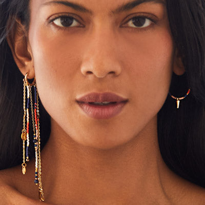 Pantala Ayuni Asymmetrical Earrings - Navy Gold