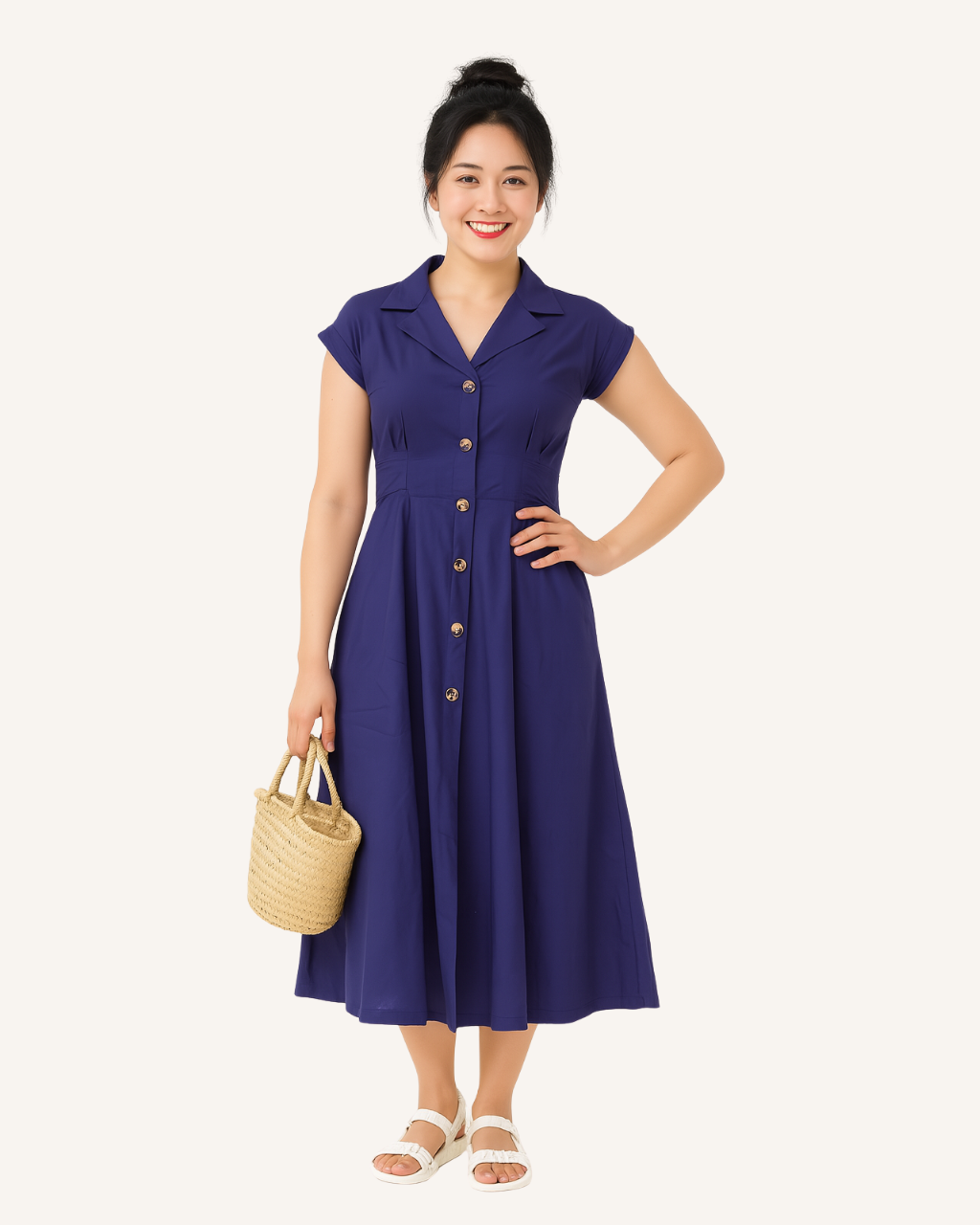 Vine and Branches Brooke Shirt Dress - Navy