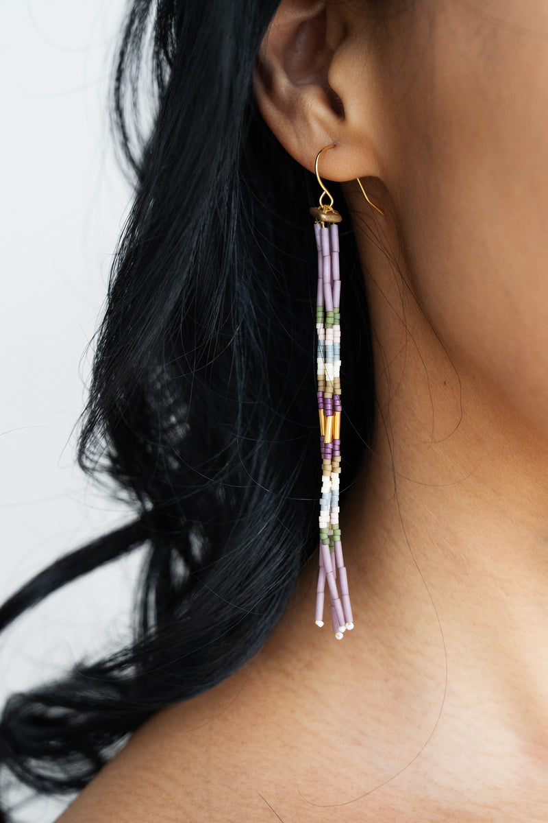 Pantala Cali 4 Strand Earrings - Purple