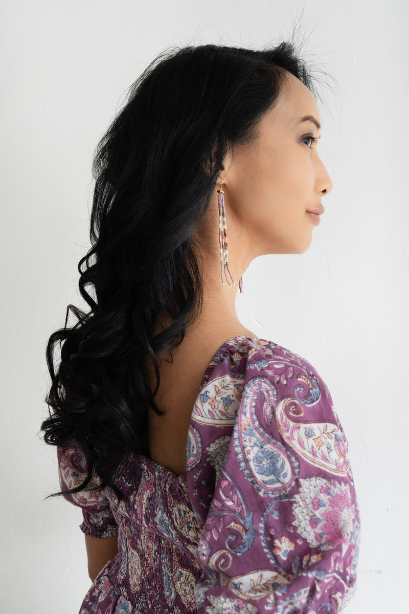 Pantala Cali 4 Strand Earrings - Purple
