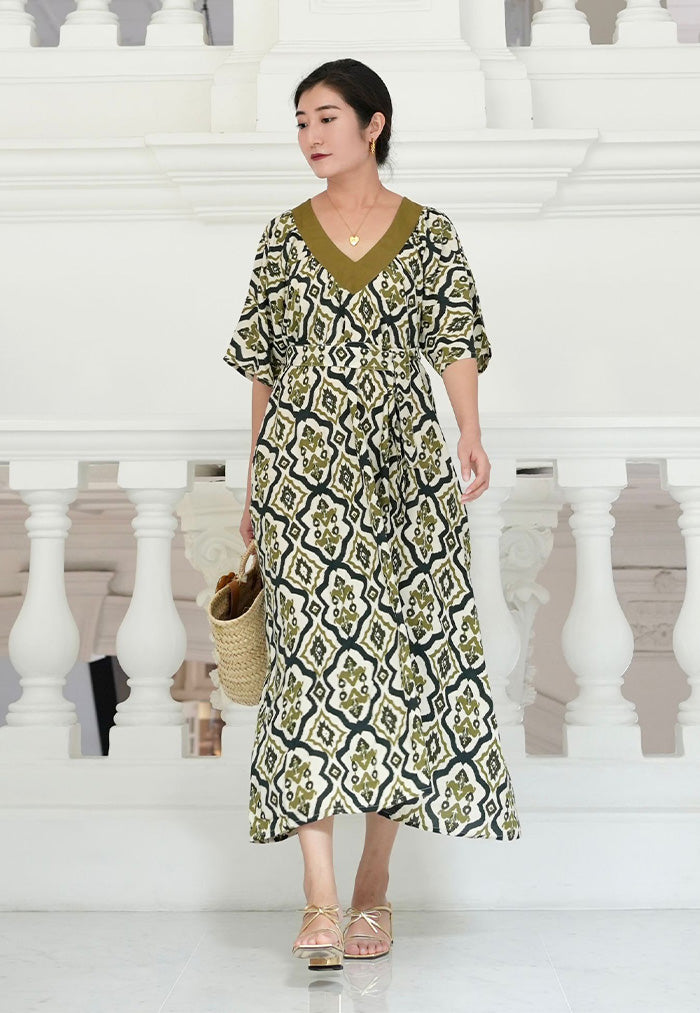 Vine and Branches Camille Dress - Tribal Olive