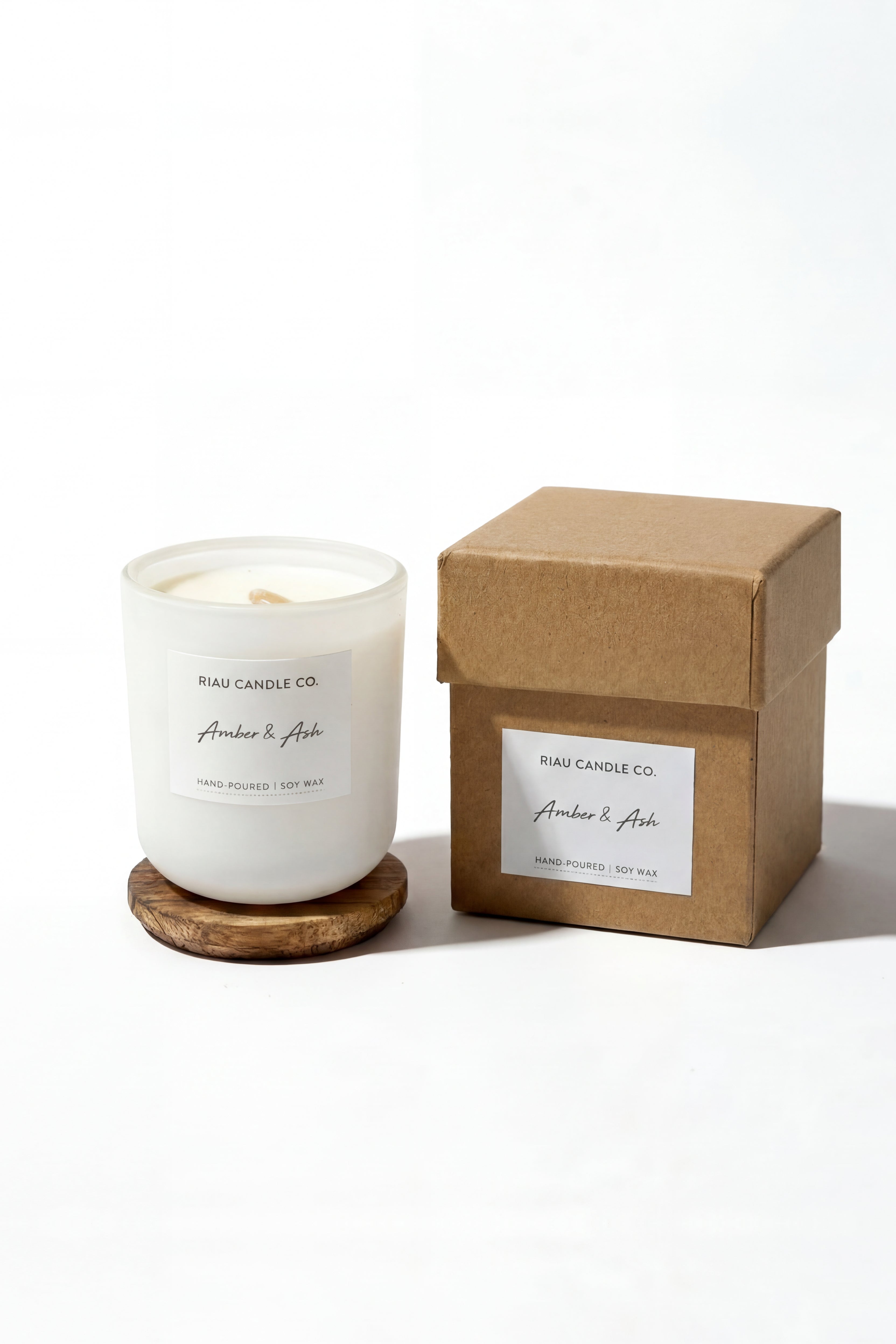 Riau Hand-Poured Soy Candle - Amber & Ash