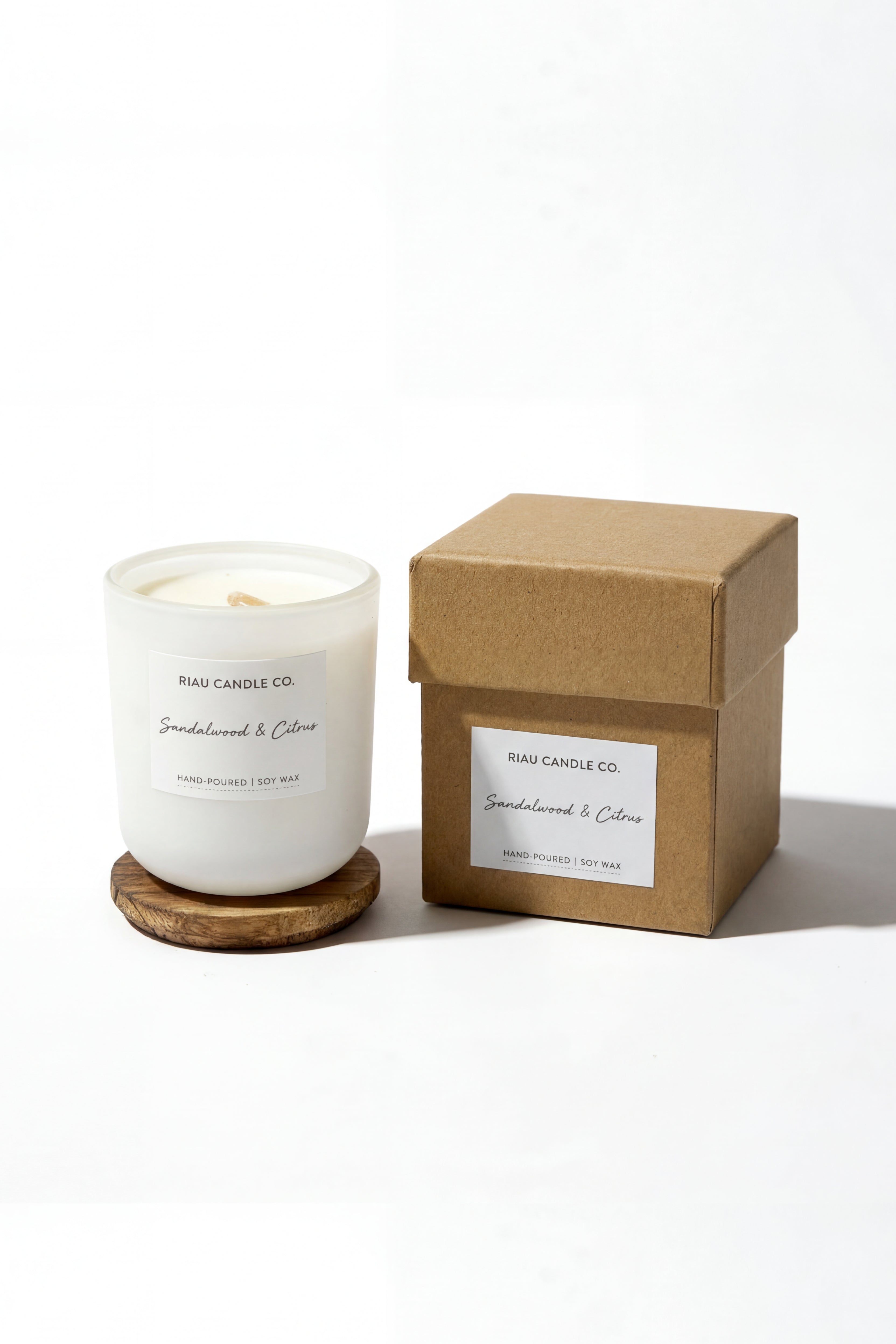 Riau Hand-Poured Soy Candle - Sandalwood Citrus