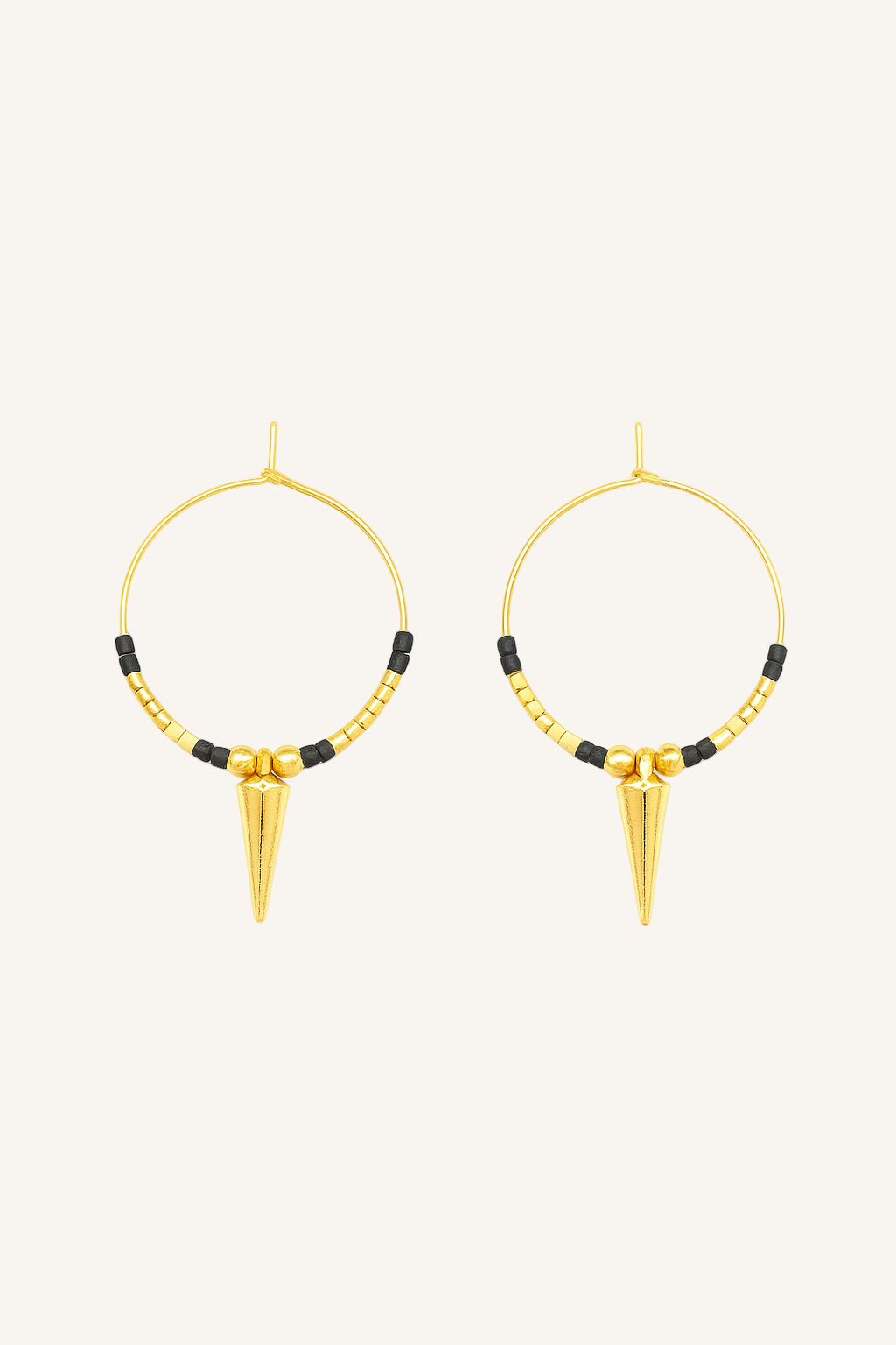Pantala Duri Spike Hoops - Black and Gold