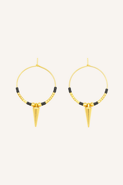 Pantala Duri Spike Hoops - Black and Gold