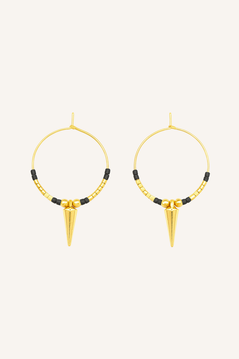 Pantala Duri Spike Hoops - Black and Gold