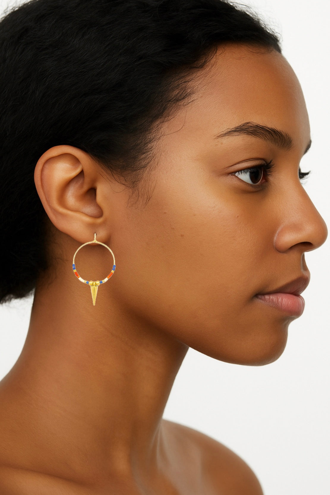 Pantala Duri Spike Hoops - Navy, Red and Gold