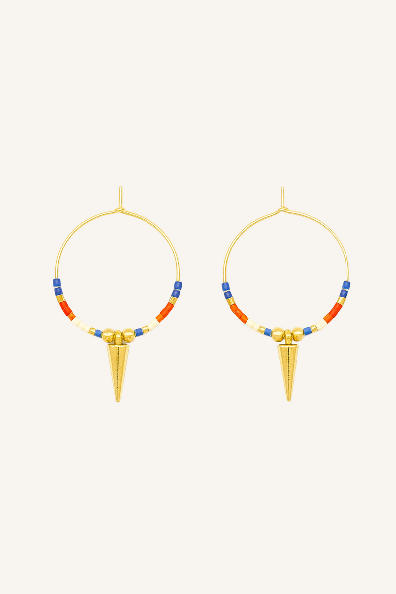 Pantala Duri Spike Hoops - Navy, Red and Gold