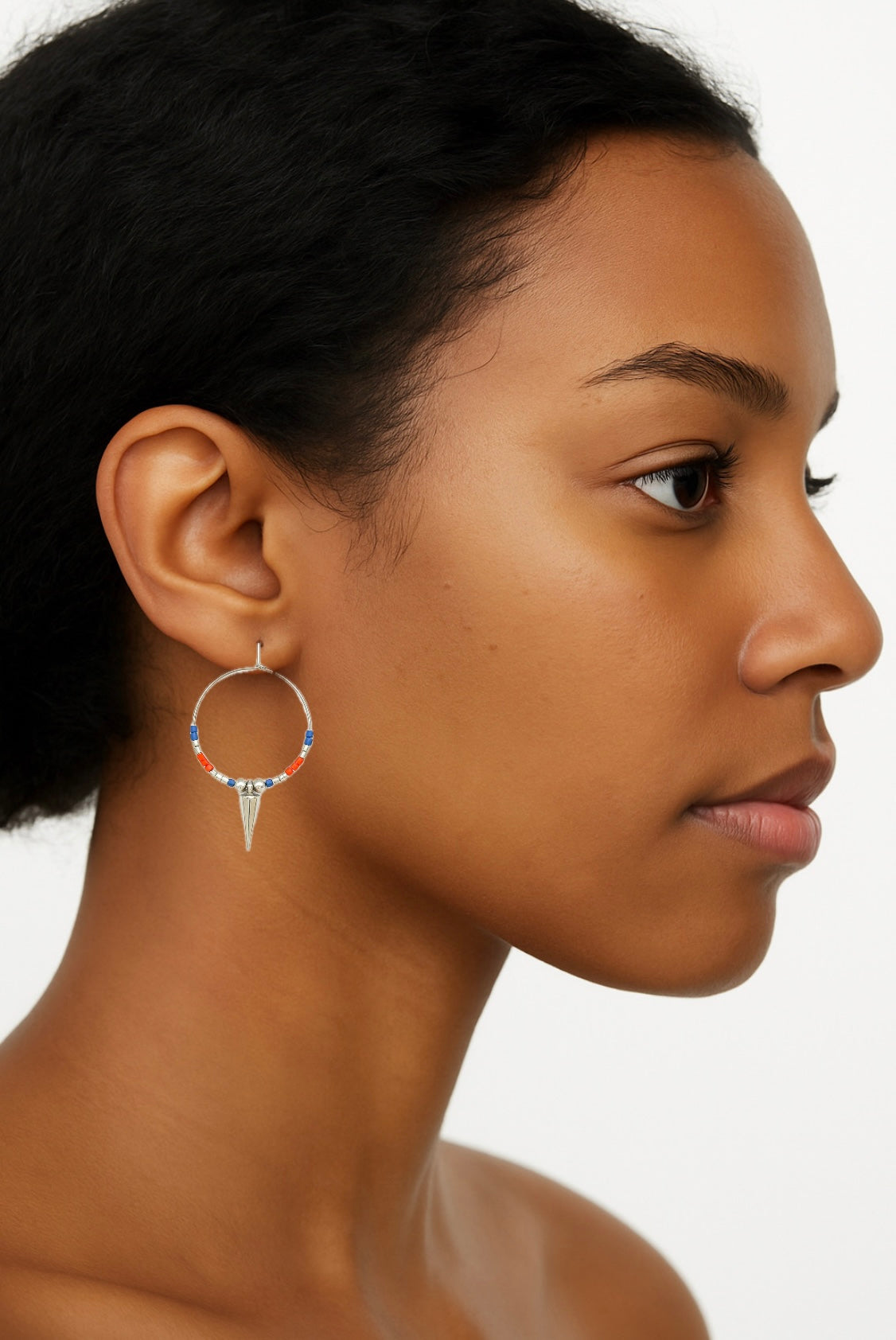 Pantala Duri Spike Hoops - Navy, Red and Silver
