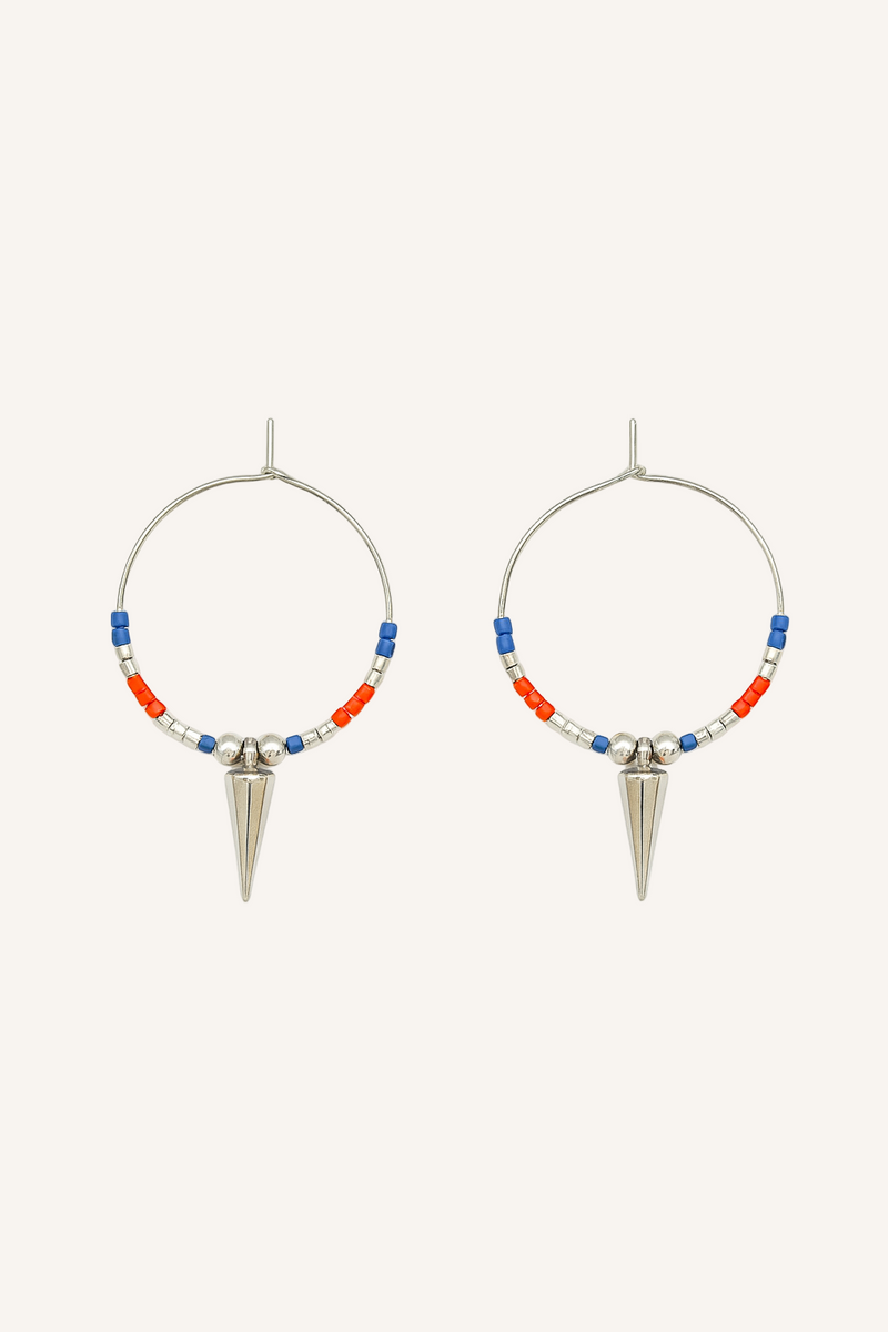 Pantala Duri Spike Hoops - Navy, Red and Silver
