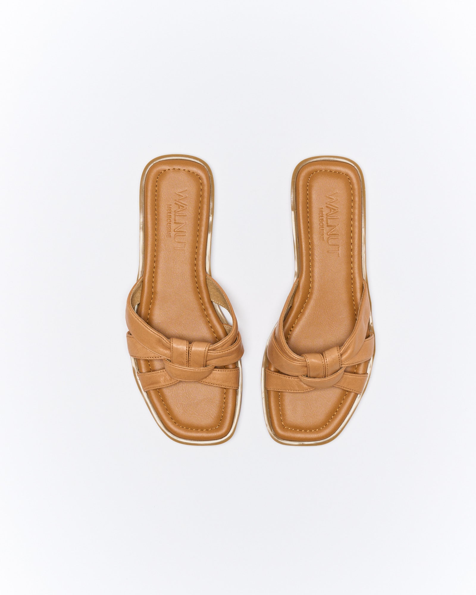 Walnut Melbourne Eden Leather Slide - Coconut Tan