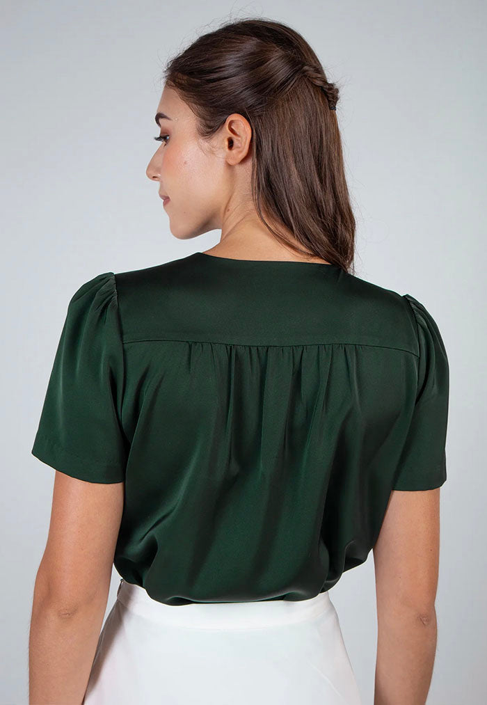Rosylee Faux Wrap Blouse - Forest