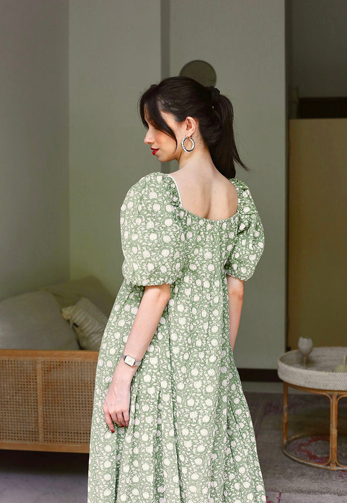 BaeBeeBoo Gangupur Green Flora Dress