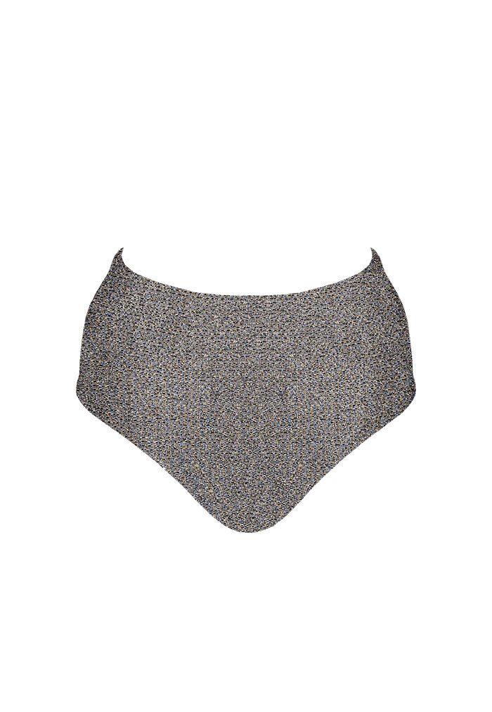 HÁI High Waisted Bikini Bottom - Heather Silver