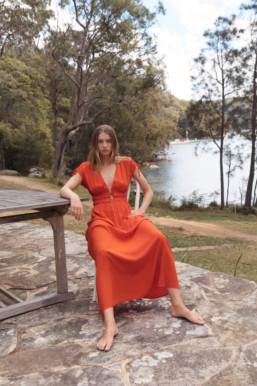 MINKPINK Scarlett V-neck Midi Dress