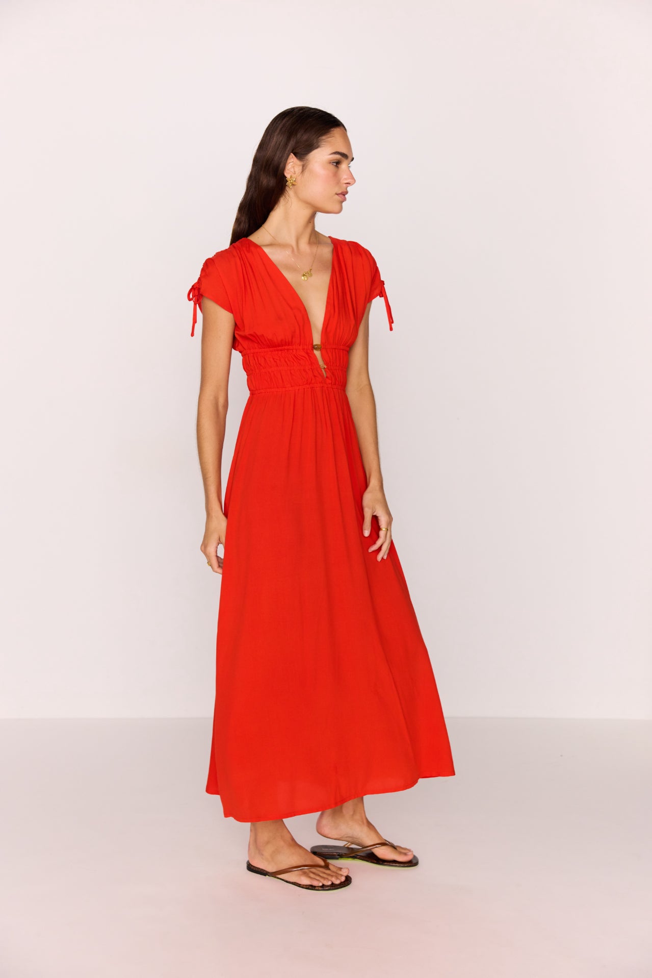 MINKPINK Scarlett V-neck Midi Dress