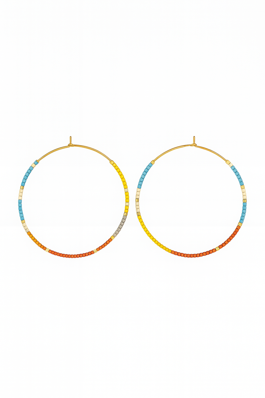 Pantala Kirei Beaded Hoops - Brown / Yellow