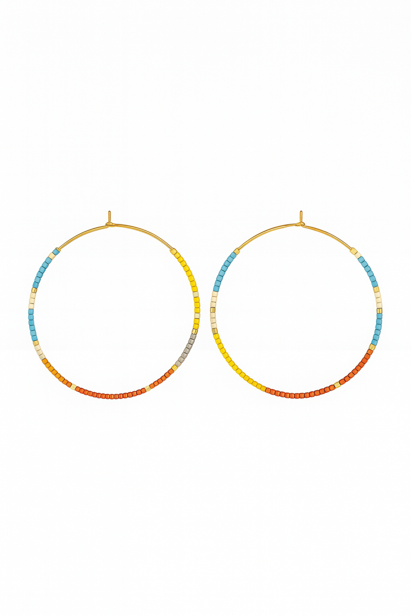 Pantala Kirei Beaded Hoops - Brown / Yellow