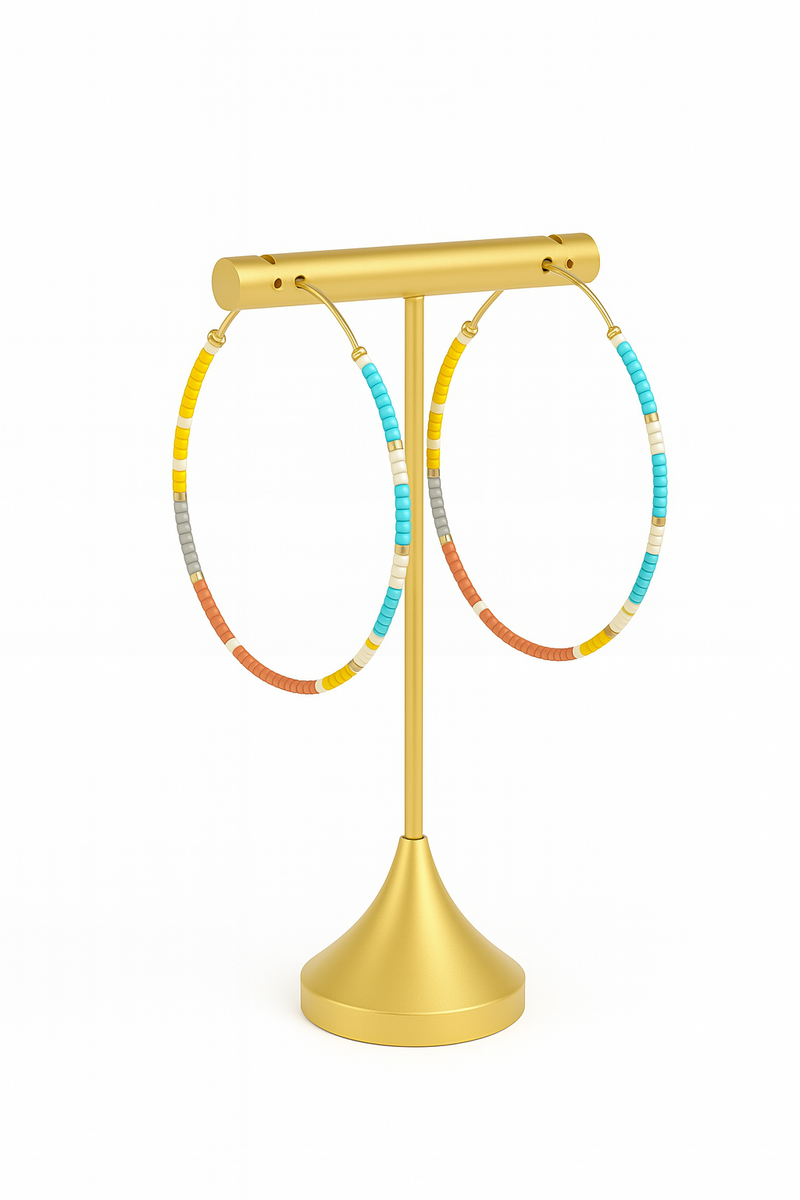Pantala Kirei Beaded Hoops - Brown / Yellow