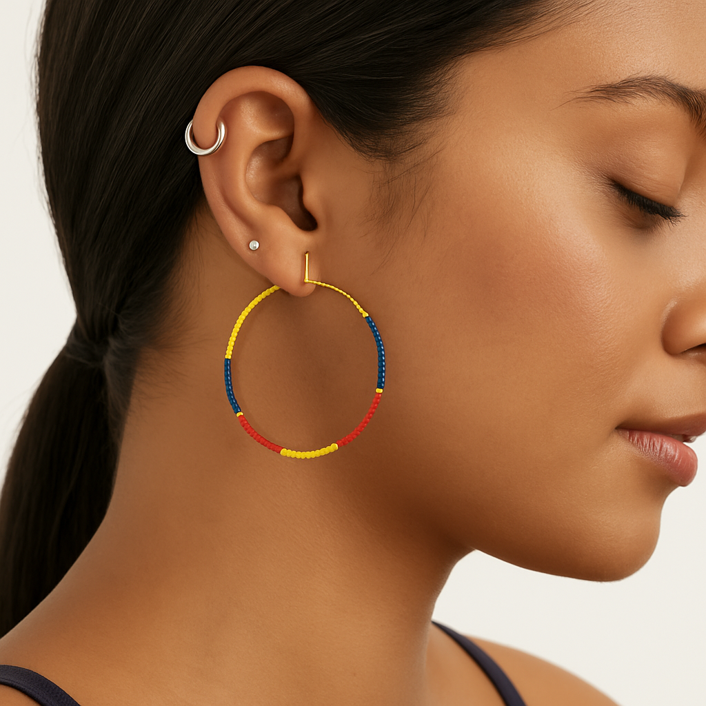 Pantala Kirei Beaded Hoops - Navy / Red