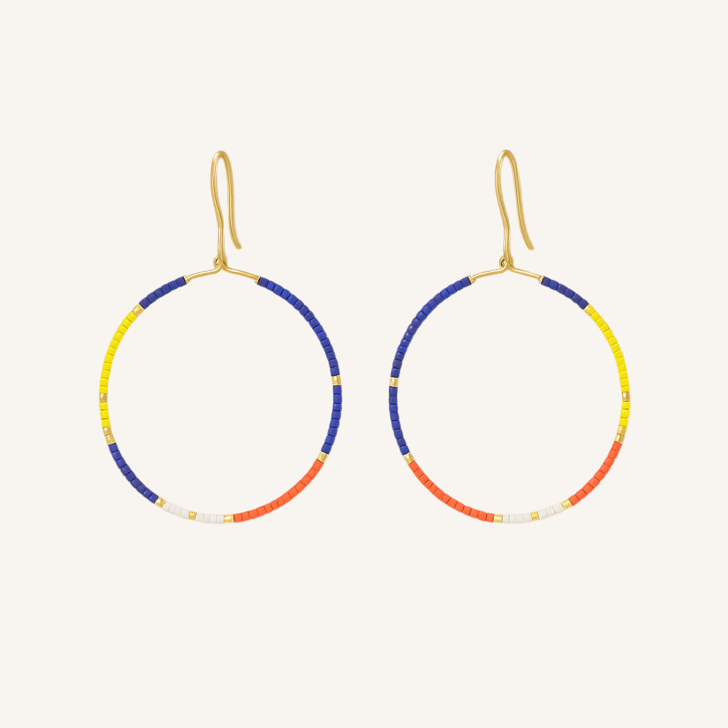 Pantala Kirei Beaded Hoops - Navy / Red