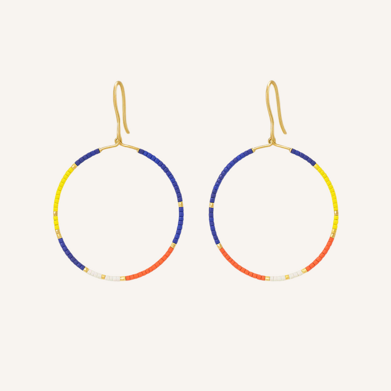 Pantala Kirei Beaded Hoops - Navy / Red