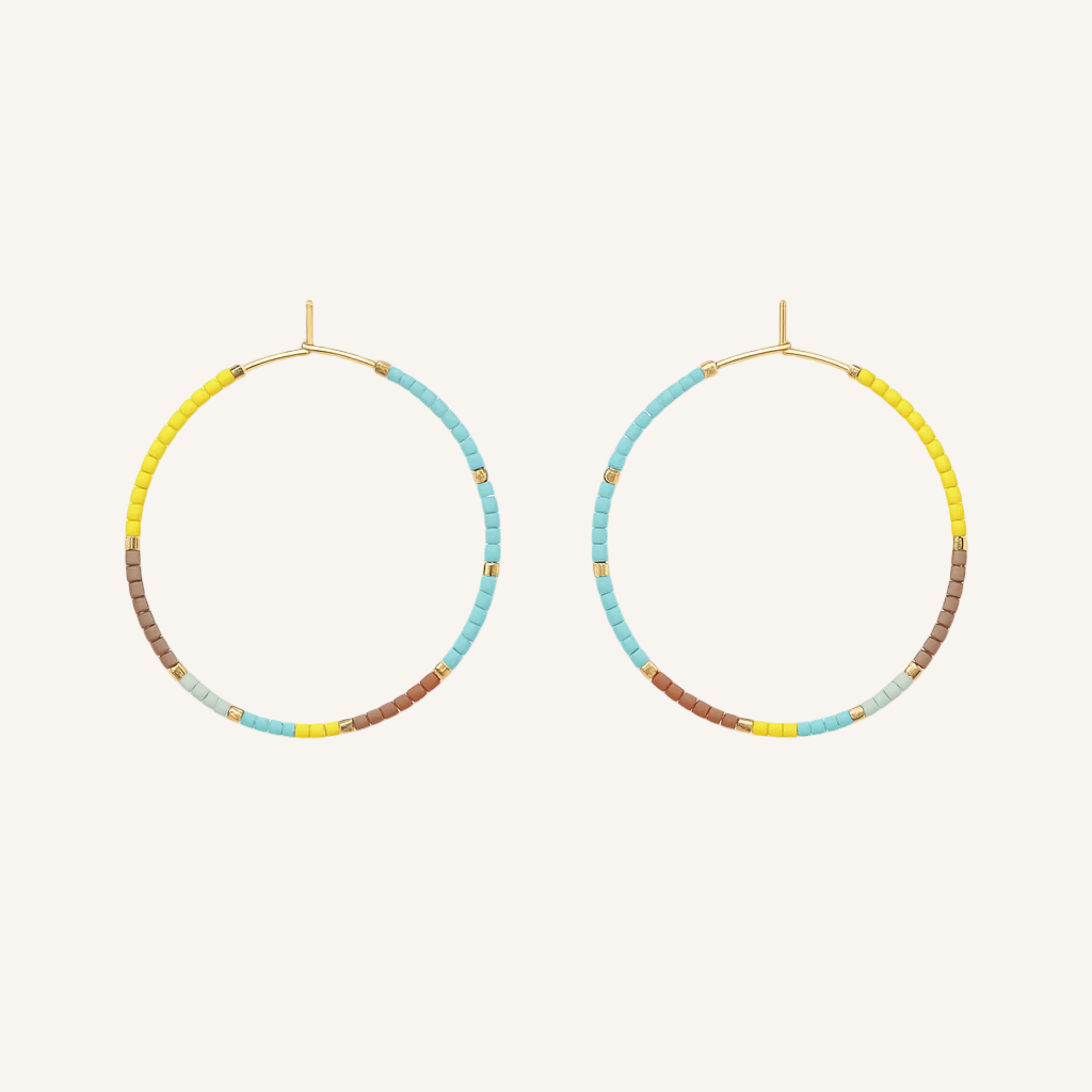 Pantala Kirei Beaded Hoops - Yellow / Blue